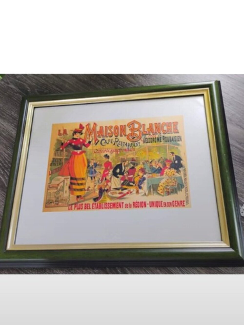 Vintage French Maison Blanche Solid Wood Framed Art Plaque